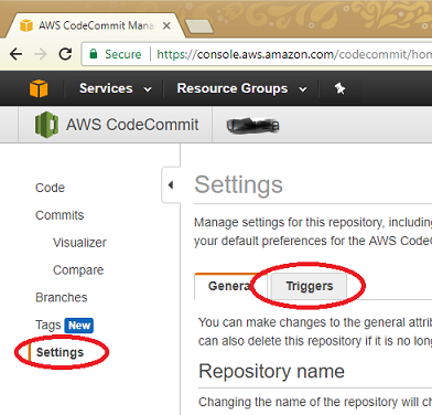 CodeCommit Settings