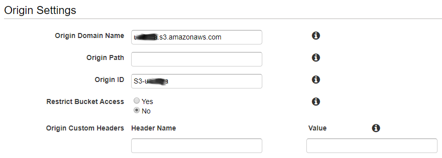 CloudFront origin settings