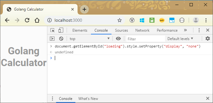 document.getElementById(“loading”).style.setProperty(“display”, “none”)