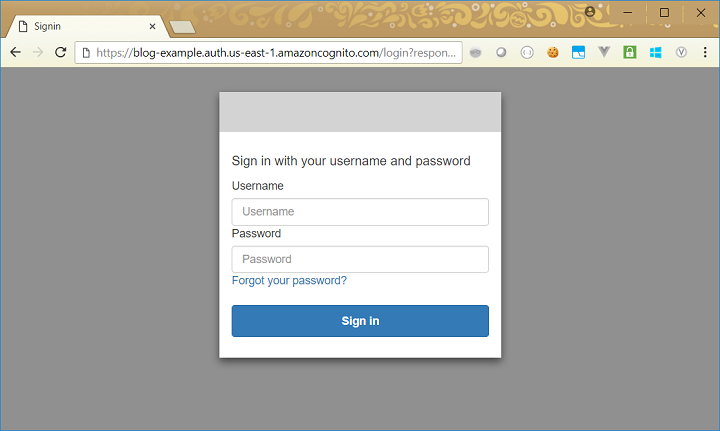 Login screen
