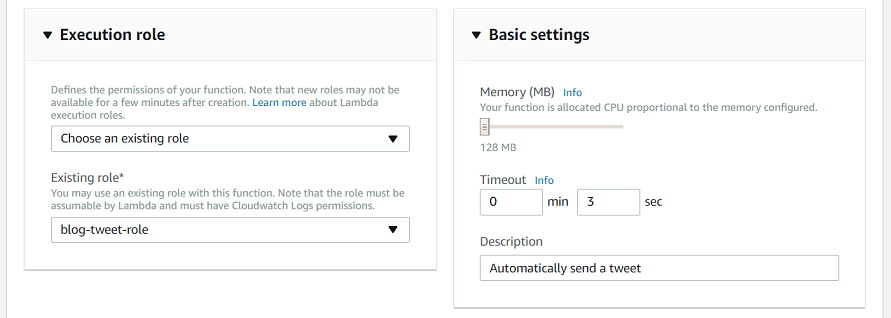 Lambda settings