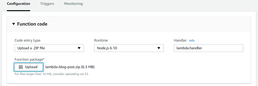 Upload the ZIP file