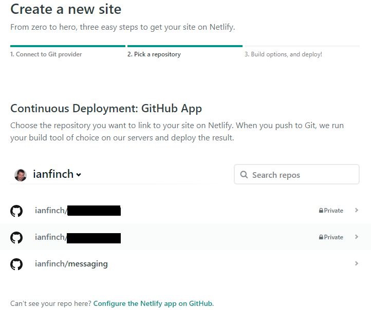Selecting a Repo